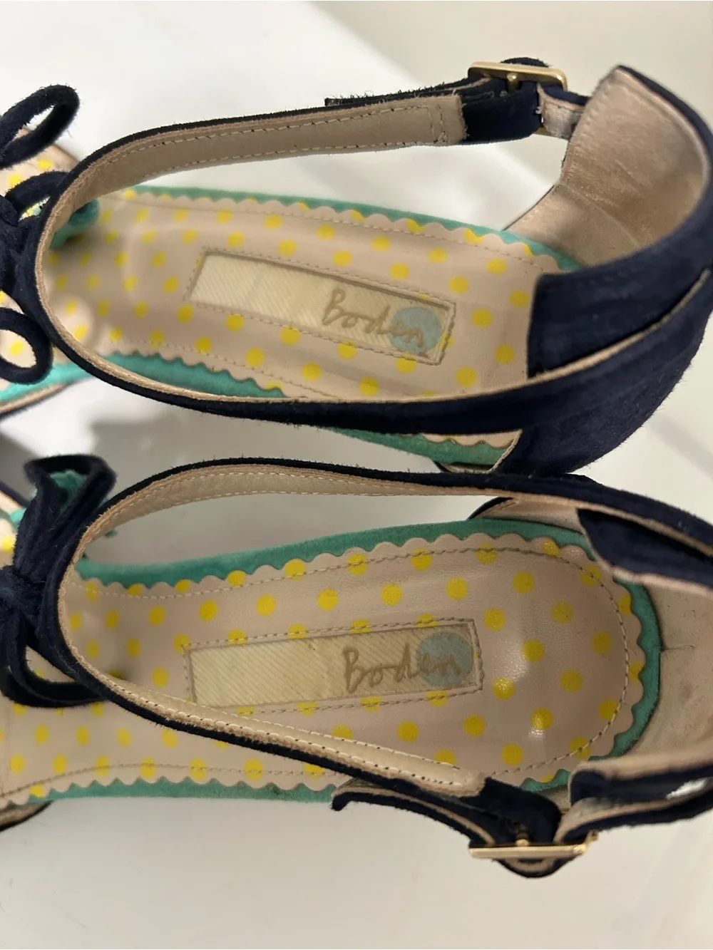 Boden Alice Suede Tassel Heels Pointed Toe Navy Purple Size 6 US 37 EU